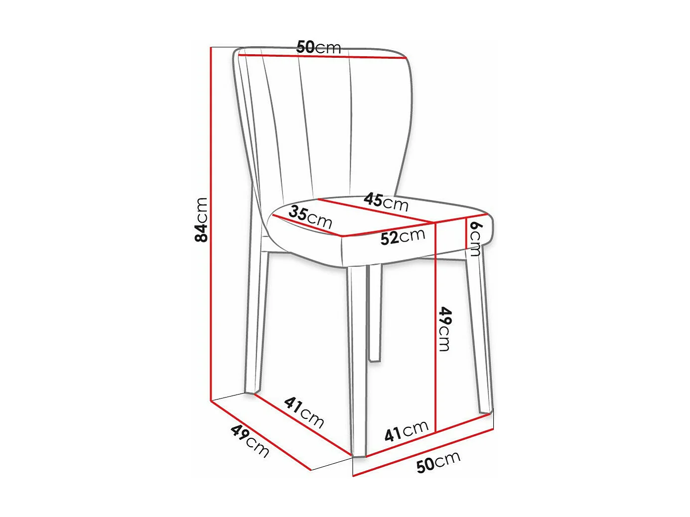 Chaise Racine 130, 84x50x55cm, Tapisserie, En bois, Stratifié