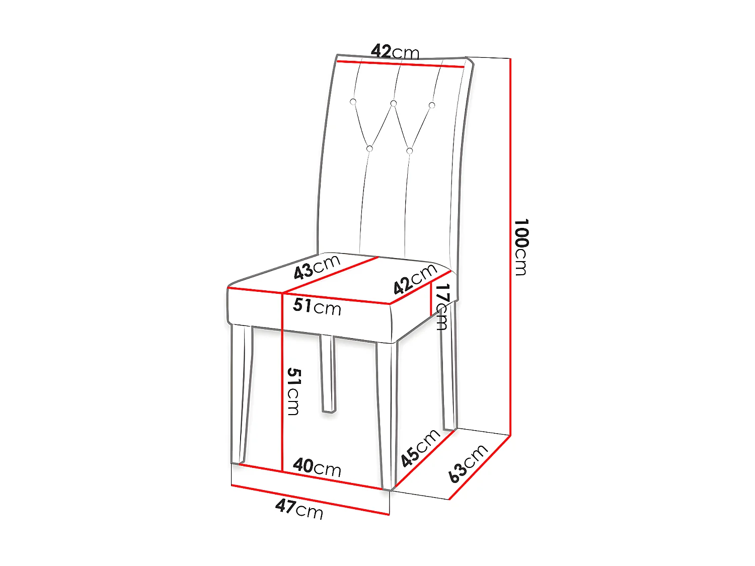 Chaise Racine 109, 100x51x63cm, Tapisserie, En bois, Stratifié