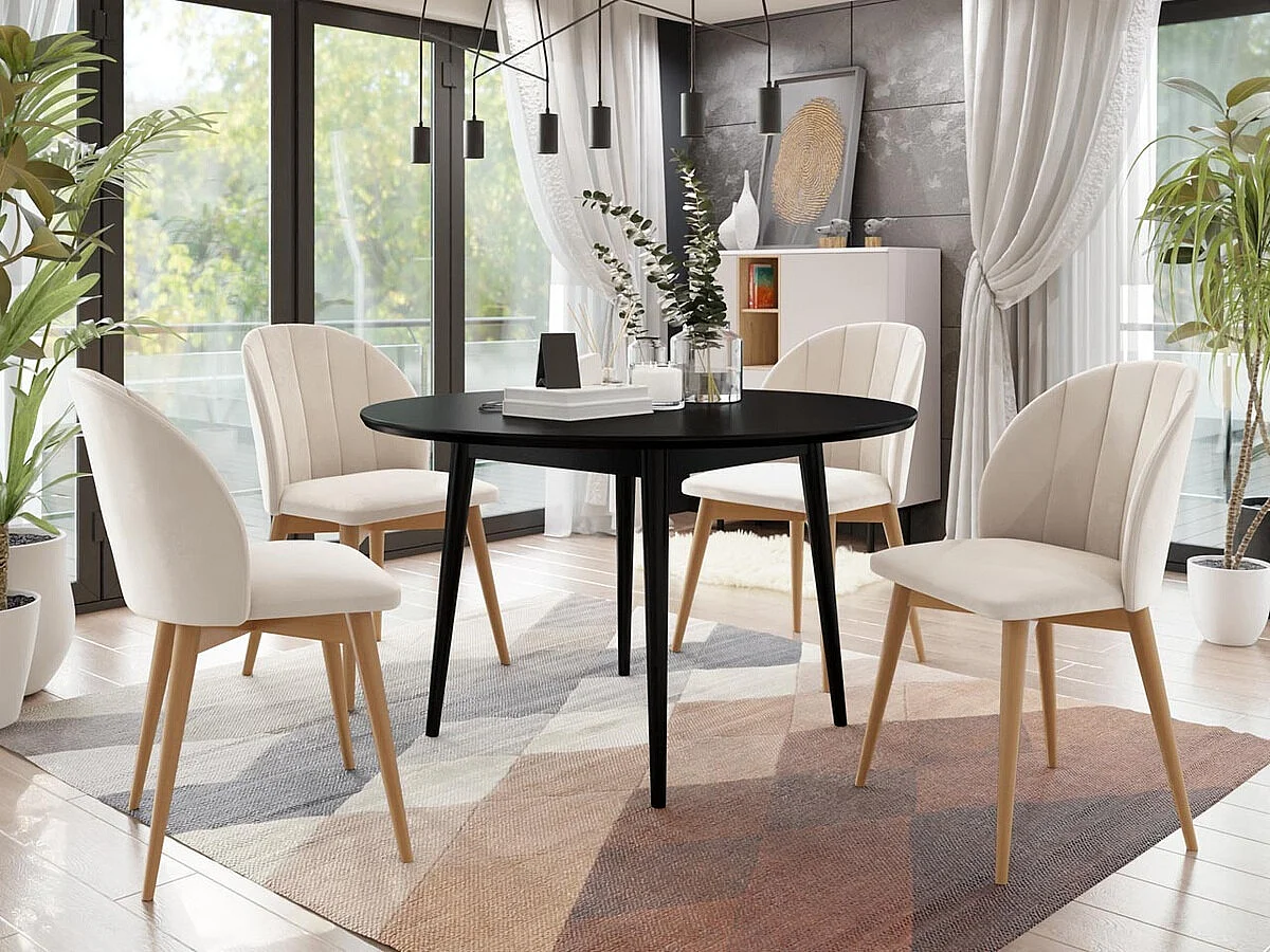 Chaise Racine 104, 83x53x57cm, Tapisserie, En bois, Stratifié