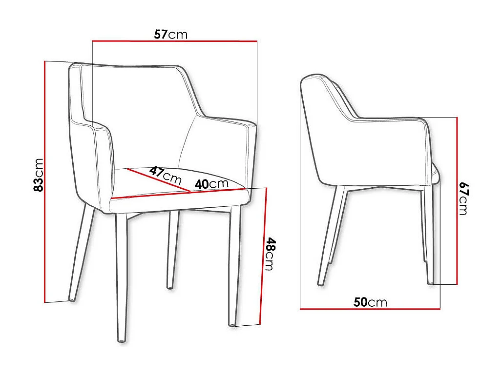 Chaise Jackson 108, 83x57x50cm, Tissu, Métallique, Bois
