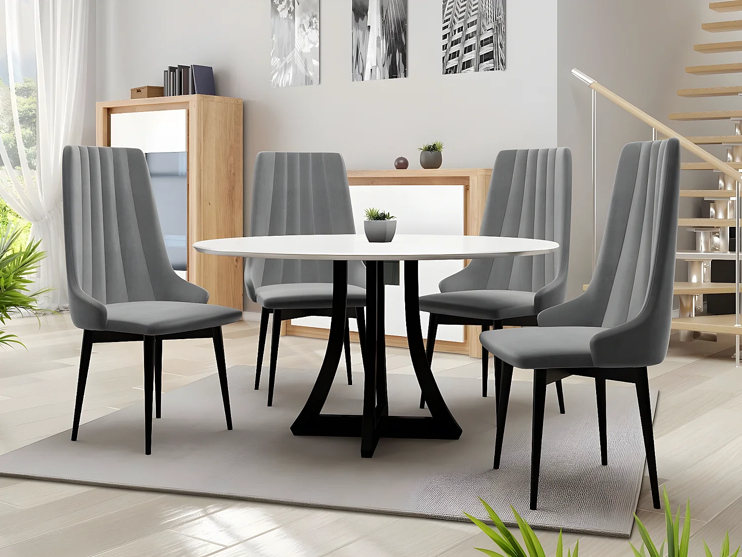 Chaise Racine 113, 99x54x60cm, Tissu, En bois, Stratifié