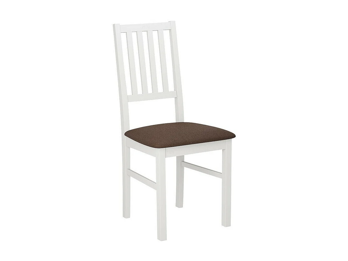 Chaise Victorville 170, Blanc|Marron, 90x43x49cm, Tapisserie, En bois, Bois