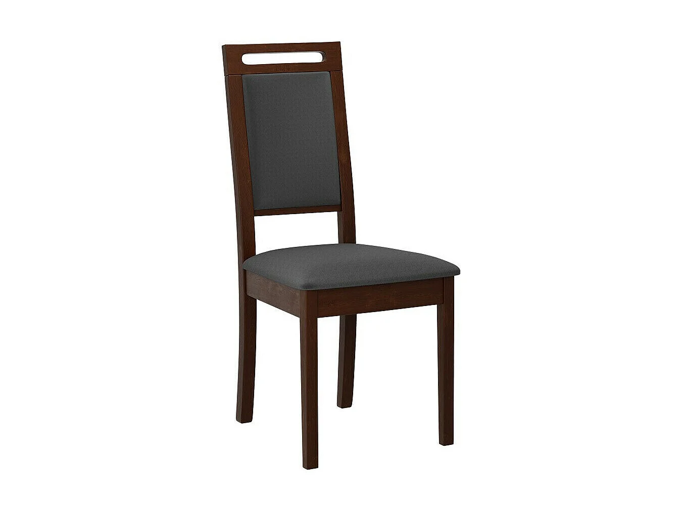 Chaise Victorville 337, Gris foncé|Noyer, 96x47x53cm, Tapisserie, En bois, Bois