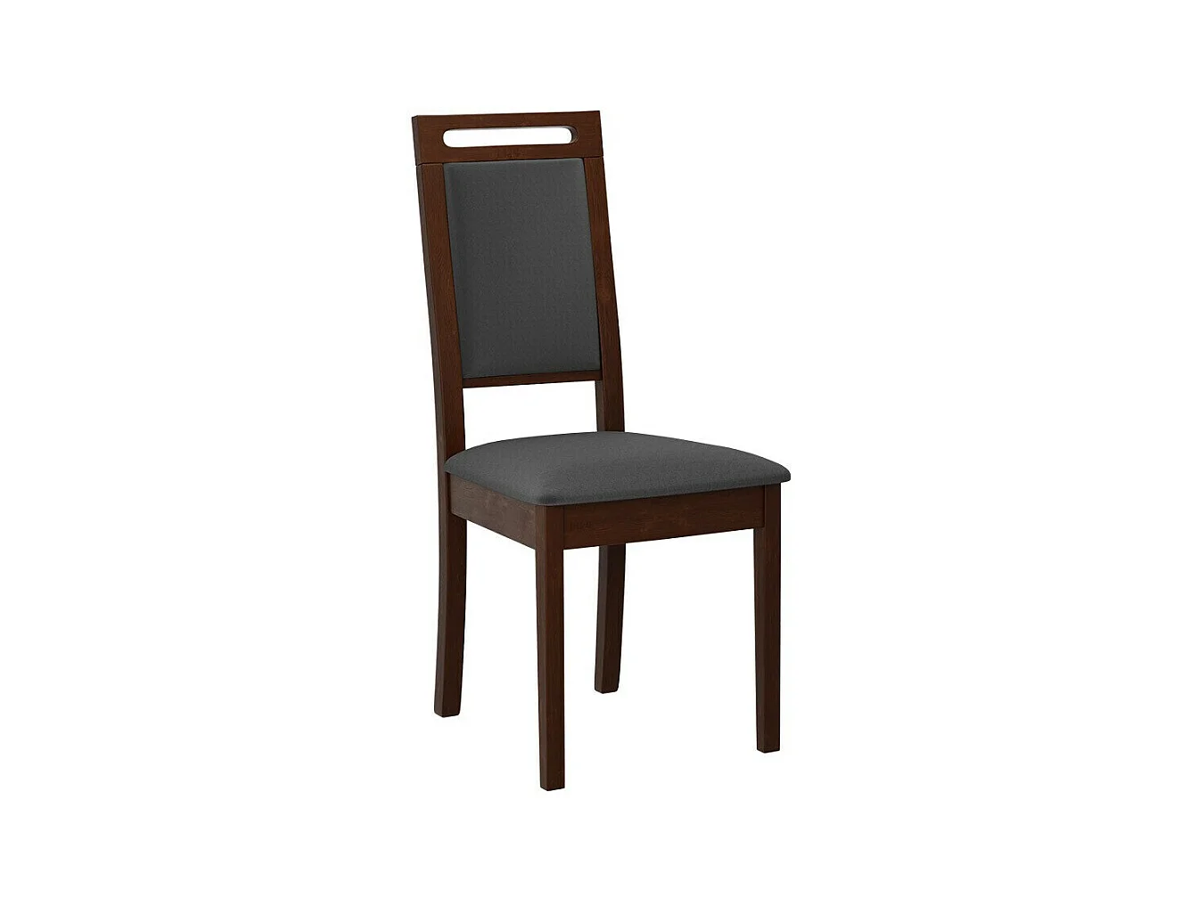 Silla Victorville 337, Gris oscuro|Nogal, 96x47x43cm, Tapiz, De madera, Madera