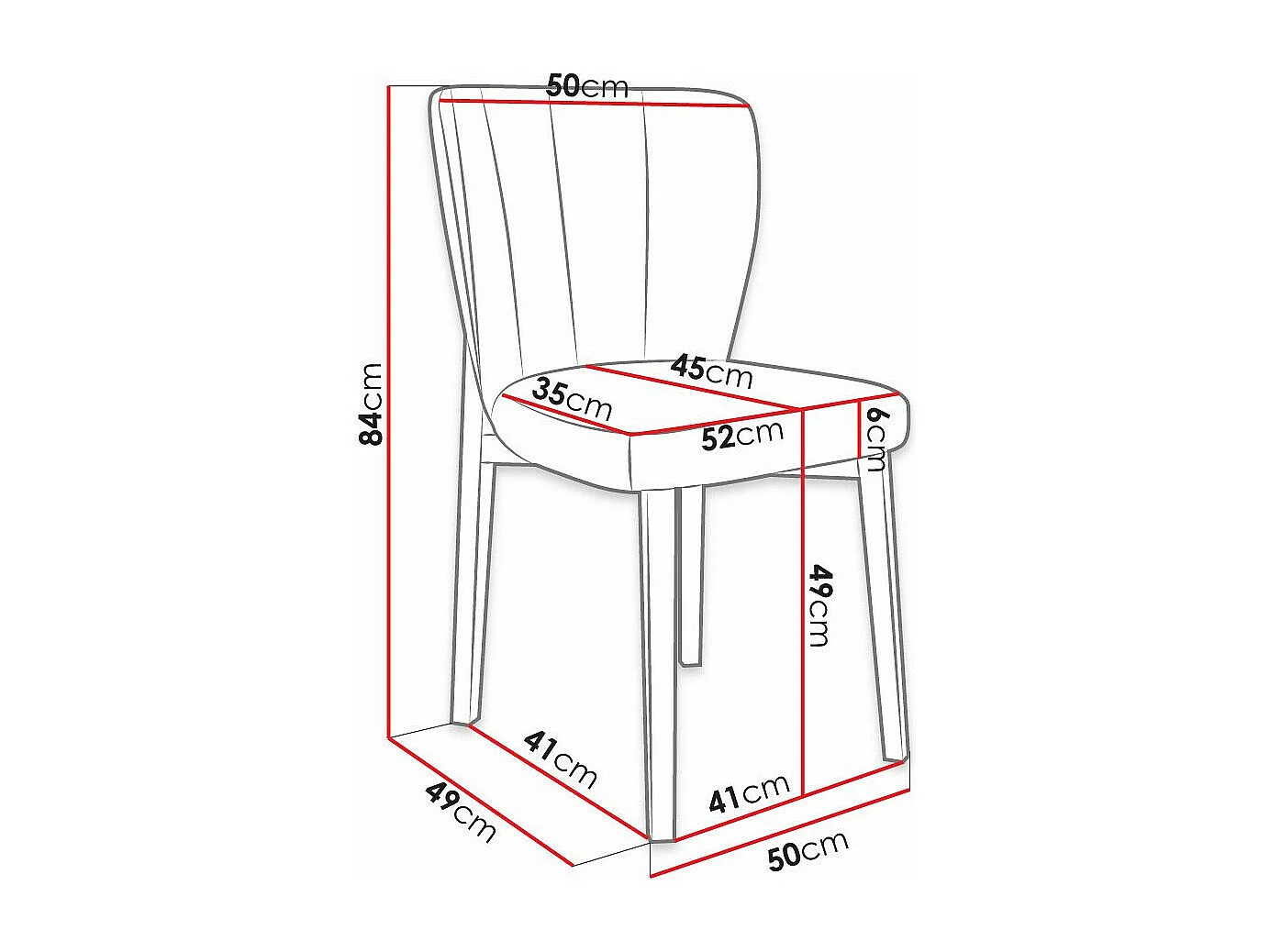 Chaise Racine 130, 84x50x55cm, Tissu, En bois, Stratifié