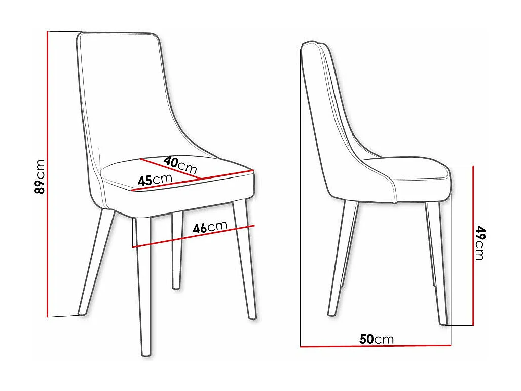 Chaise Jackson 107, 89x46x50cm, Tapisserie, Métallique, Bois
