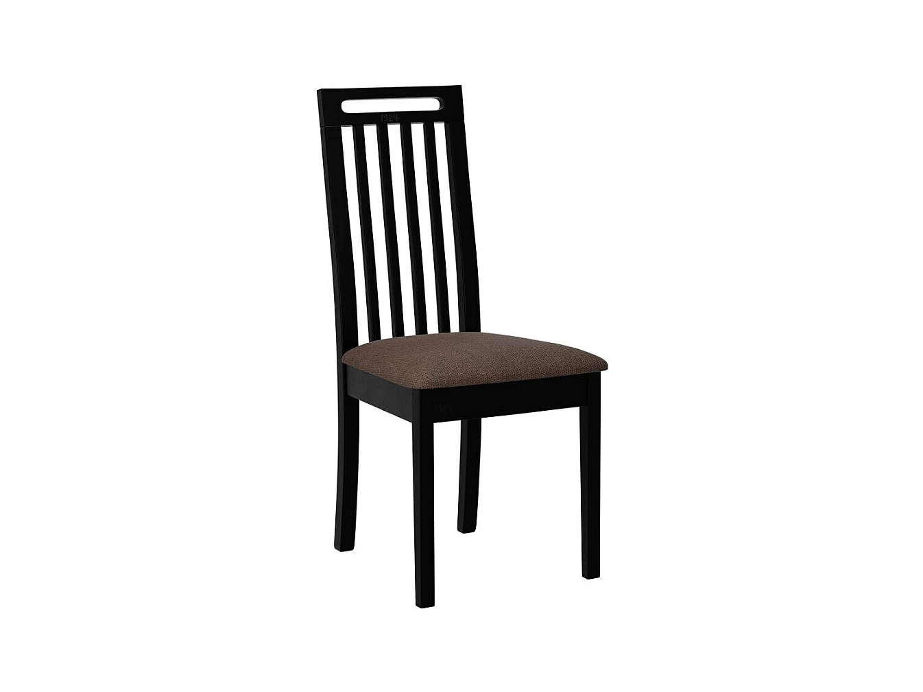Chaise Victorville 348, Noir|Marron, 96x47x53cm, Tapisserie, En bois, Bois