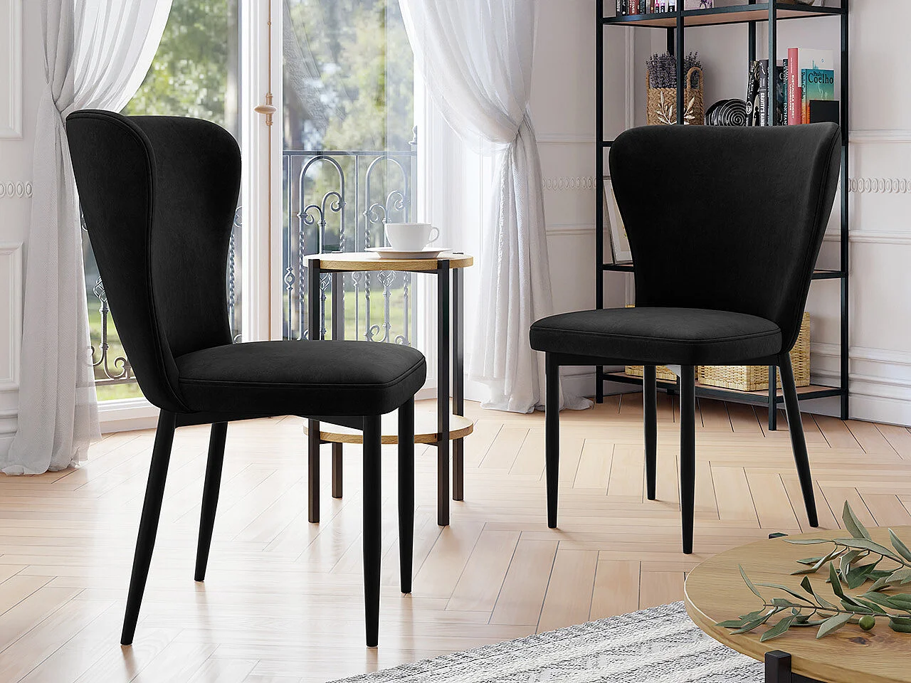 Chaise Jackson 105, 90x56x63cm, Tissu, Métallique, Bois