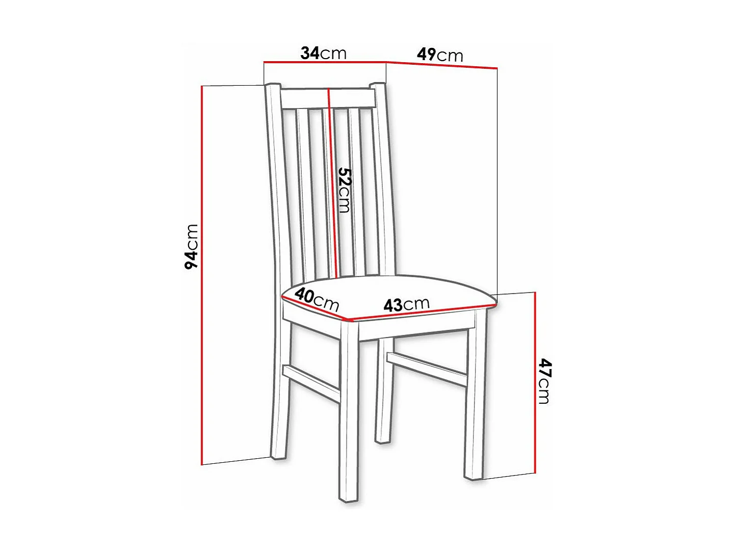 Silla Victorville 141, 94x43x40cm, Tapiz, De madera, Madera, Muebles ya montados