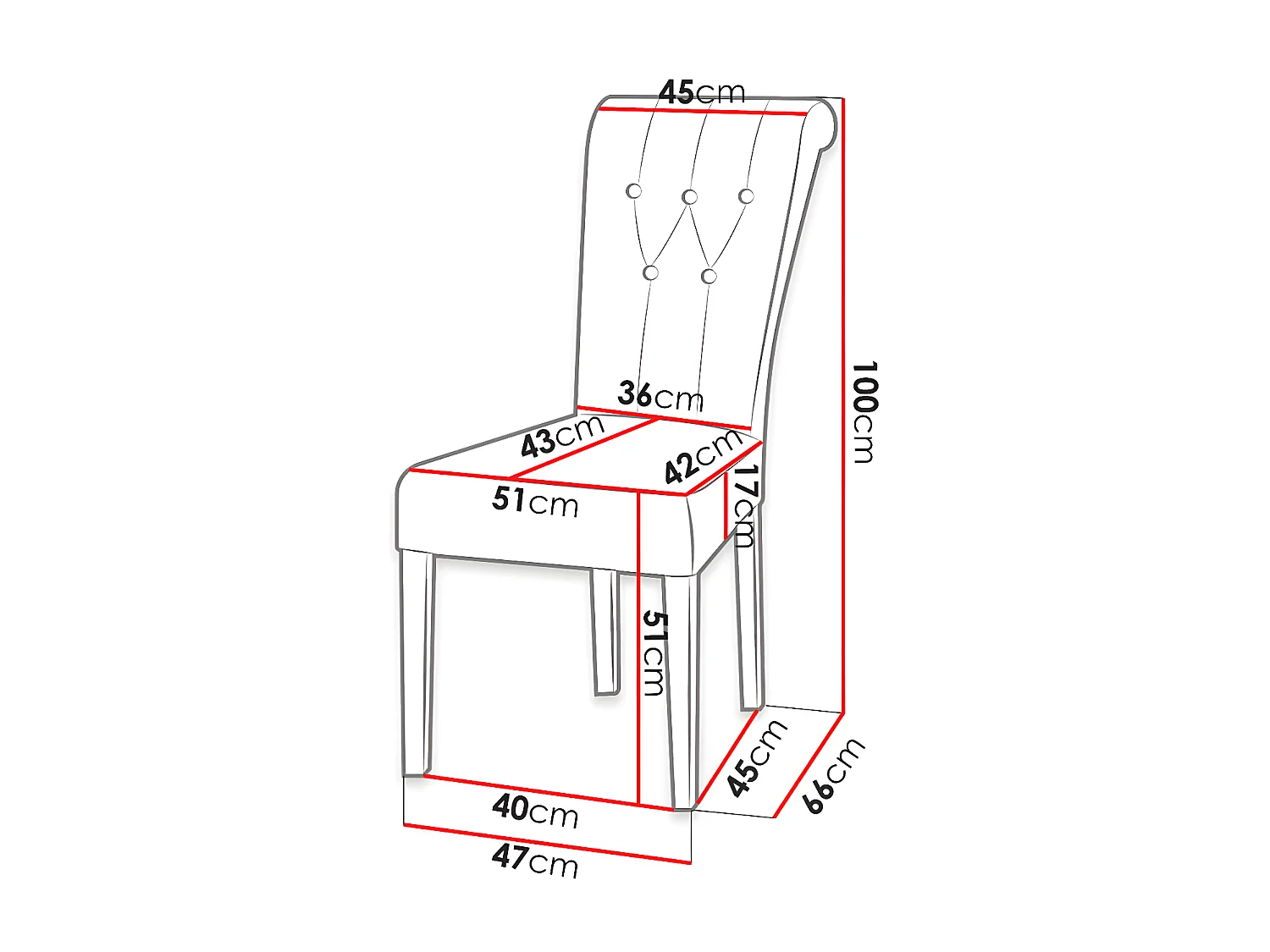 Chaise Racine 107, 100x51x66cm, Tissu, En bois, Stratifié