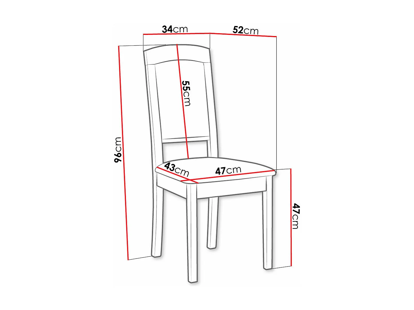 Silla Victorville 338, Negro, 96x47x43cm, Tapiz, De madera, Madera