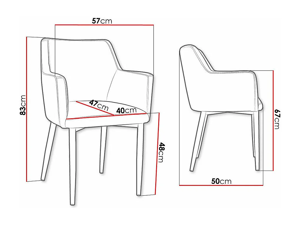 Chaise Jackson 108, 83x57x50cm, Tissu, Métallique, Bois