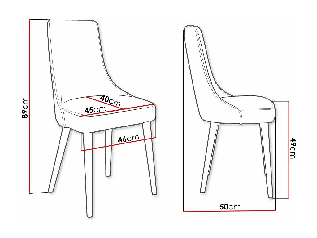 Chaise Jackson 107, 89x46x50cm, Tissu, Métallique, Bois