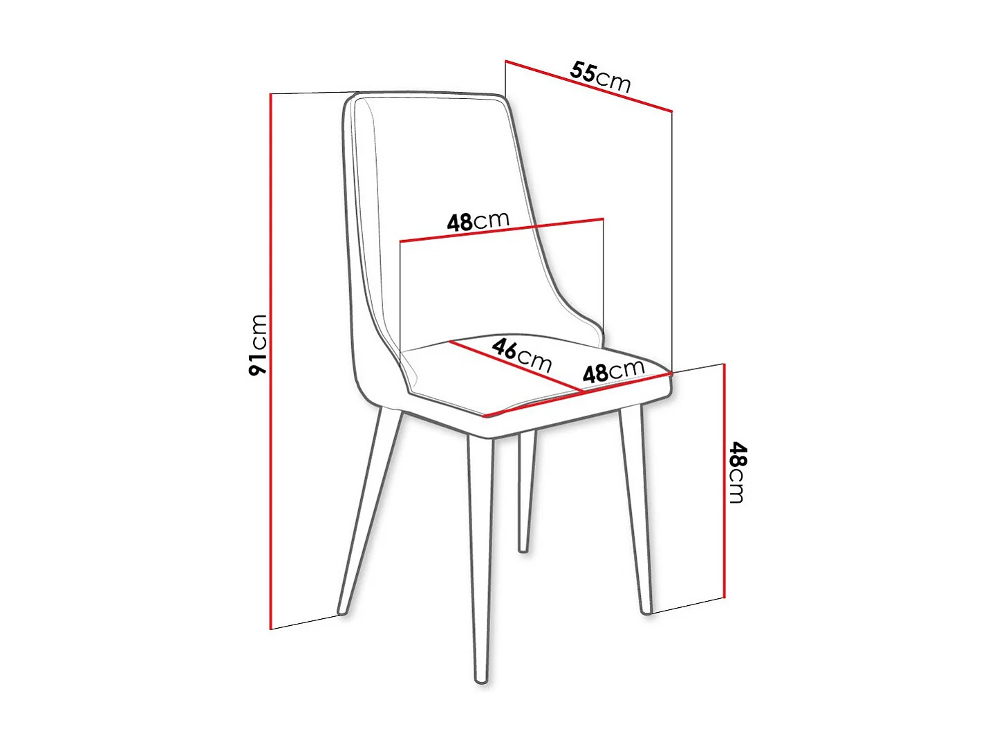 Chaise Jackson 106, 91x48x55cm, Tapisserie, Métallique, Bois