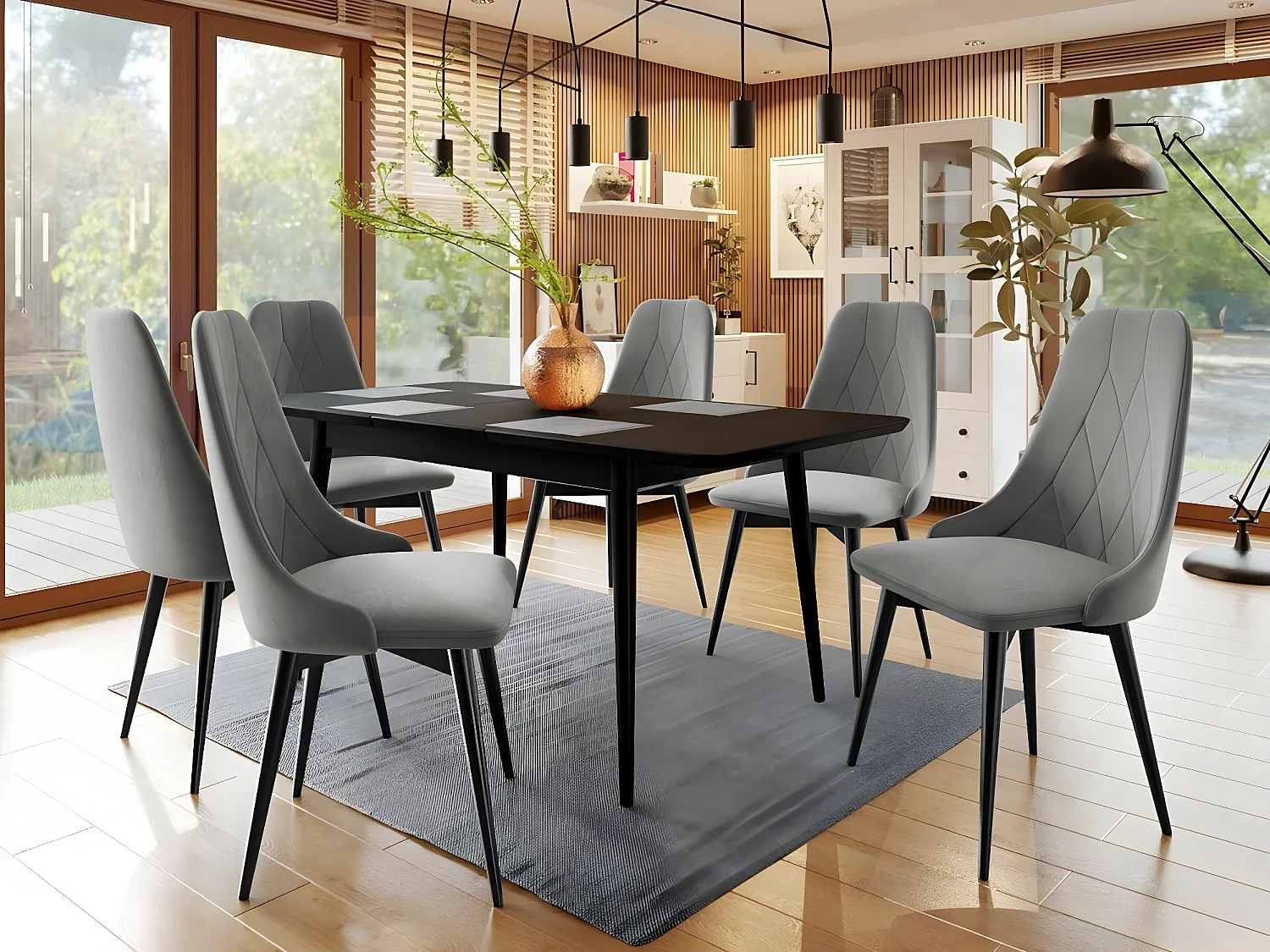 Chaise Racine 112, 99x54x60cm, Tissu, En bois, Stratifié