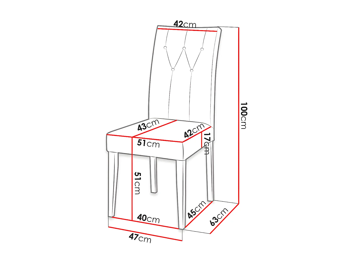 Chaise Racine 109, 100x51x63cm, Tissu, En bois, Stratifié