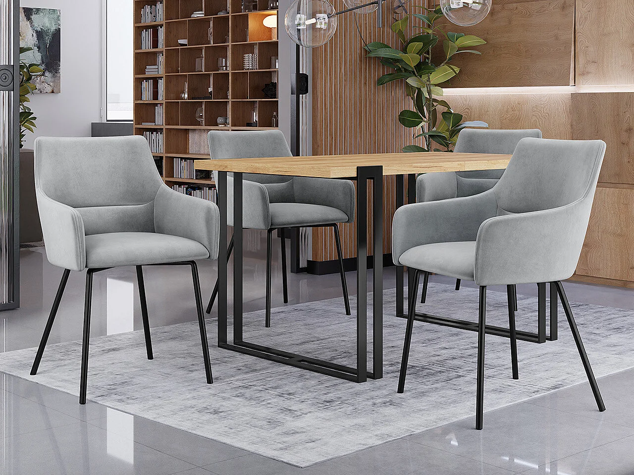 Silla Jackson 109, 81x54x57cm, Tapiz, Metálico, Madera