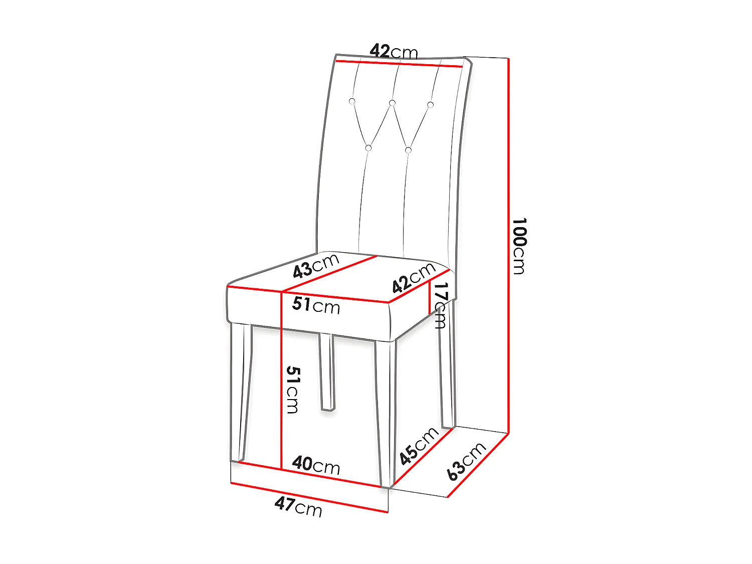 Chaise Racine 109, 100x51x63cm, Tapisserie, En bois, Stratifié