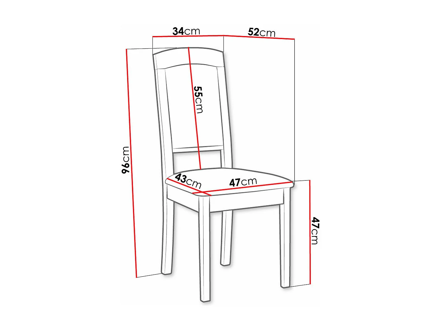 Chaise Victorville 338, Blanc|Marron, 96x47x52cm, Tapisserie, En bois, Bois
