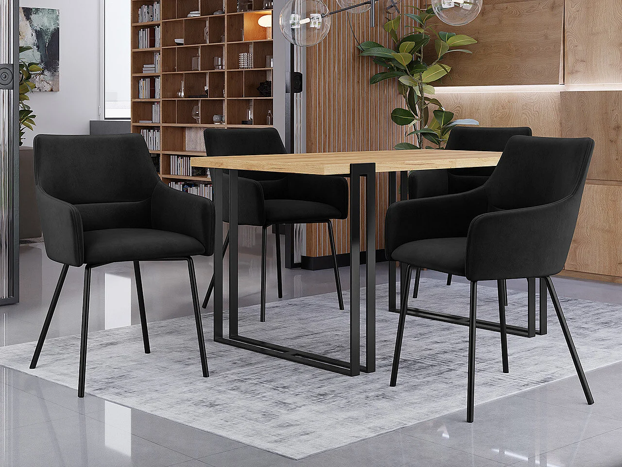 Silla Jackson 109, 81x54x57cm, Tapiz, Metálico, Madera