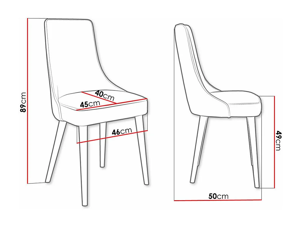 Chaise Jackson 107, 89x46x50cm, Tapisserie, Métallique, Bois