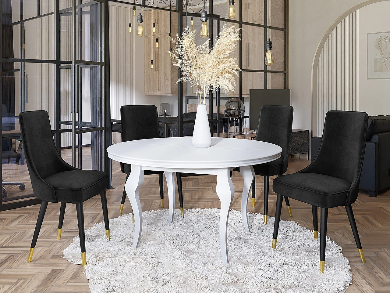 Chaise Jackson 107, 89x46x50cm, Tissu, Métallique, Bois