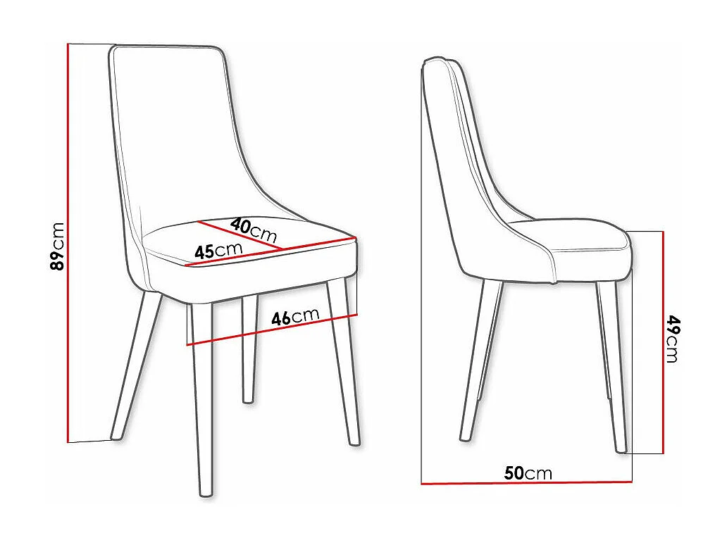 Chaise Jackson 107, 89x46x50cm, Tissu, Métallique, Bois
