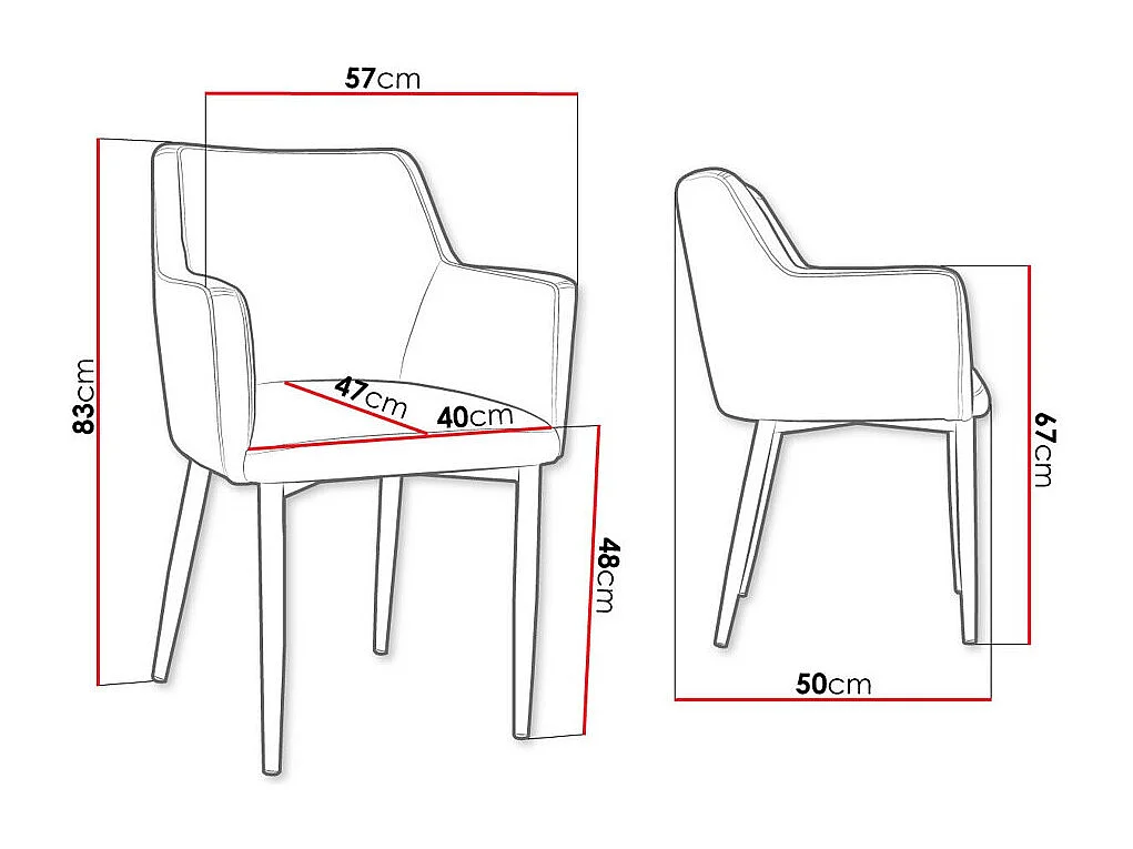 Chaise Jackson 108, 83x57x50cm, Tapisserie, Métallique, Bois