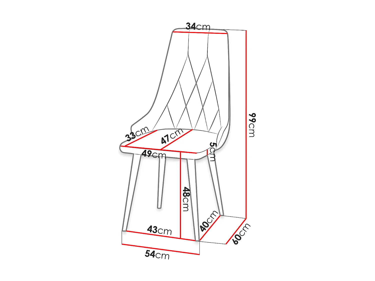 Chaise Racine 112, 99x54x60cm, Tapisserie, En bois, Stratifié