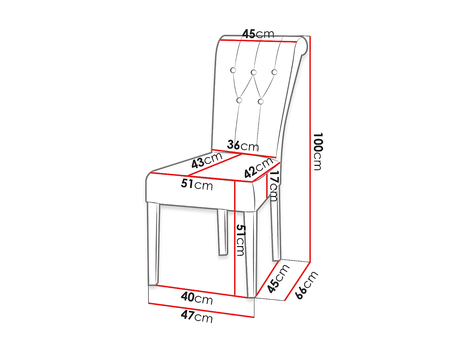 Chaise Racine 107, 100x51x66cm, Tapisserie, En bois, Stratifié