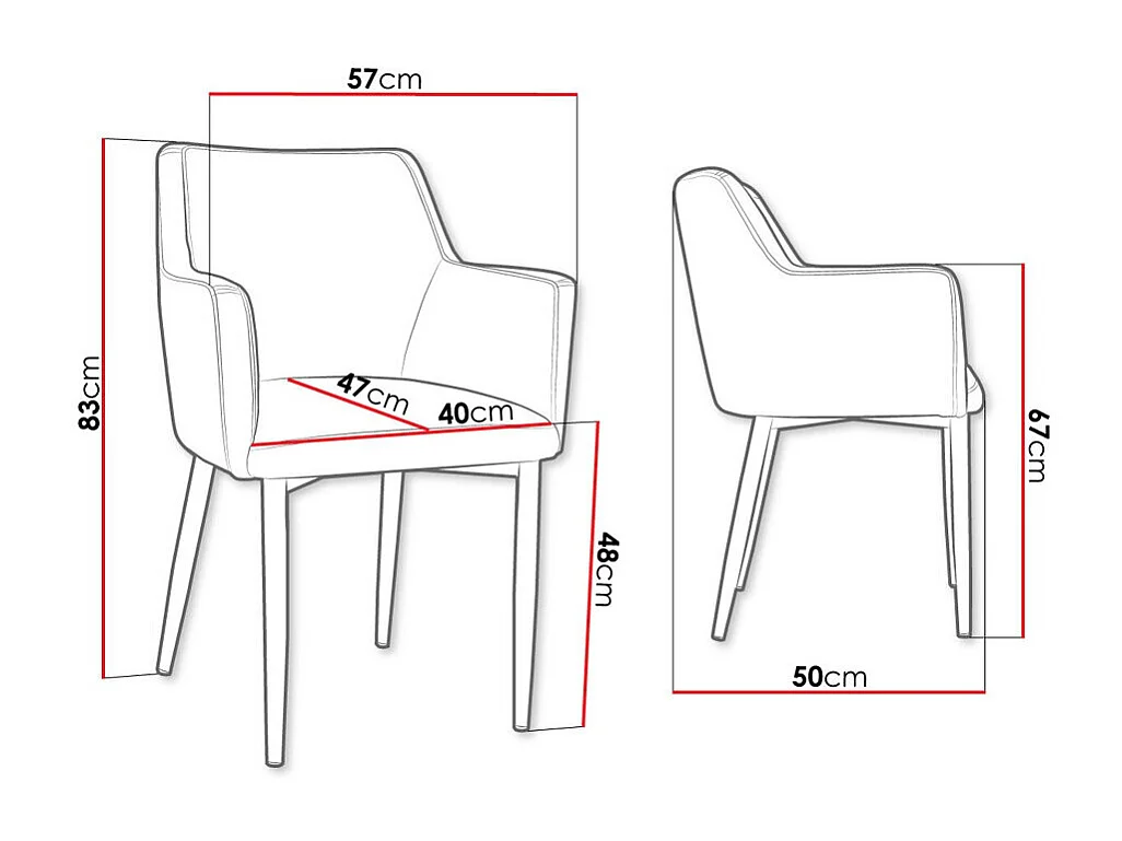 Chaise Jackson 108, 83x57x50cm, Tissu, Métallique, Bois