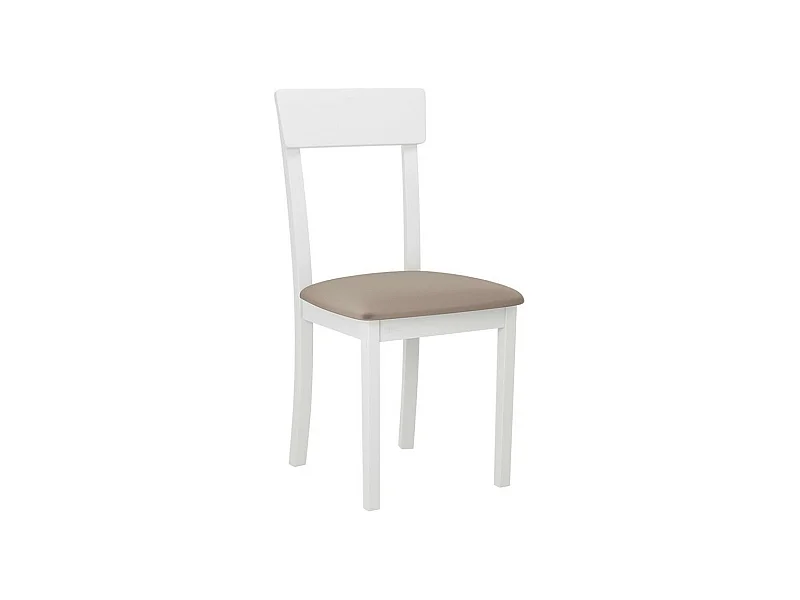 Chaise Victorville 352, Blanc|Brun clair, 86x43x47cm, Tapisserie, En bois, Bois