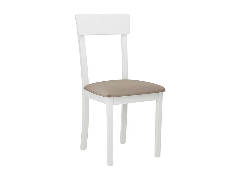 Silla Victorville 352, Blanco|De color marrón claro, 90x43x40cm, Tapiz, De madera, Madera