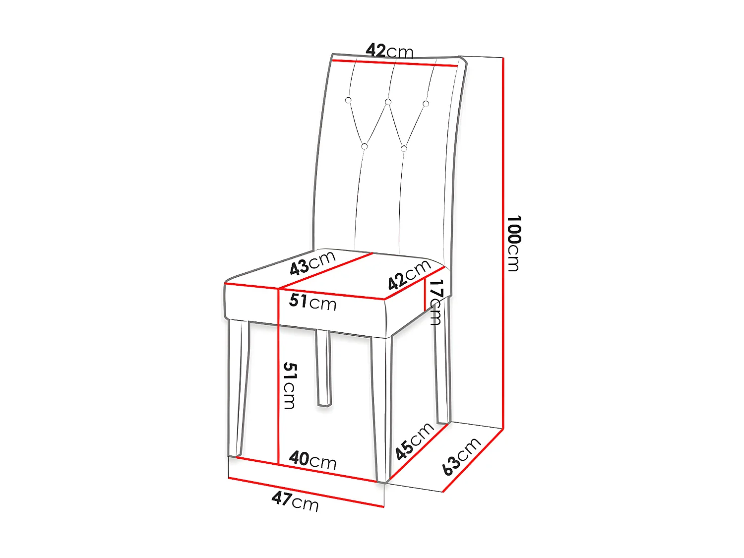 Chaise Racine 109, 100x51x63cm, Tissu, En bois, Stratifié
