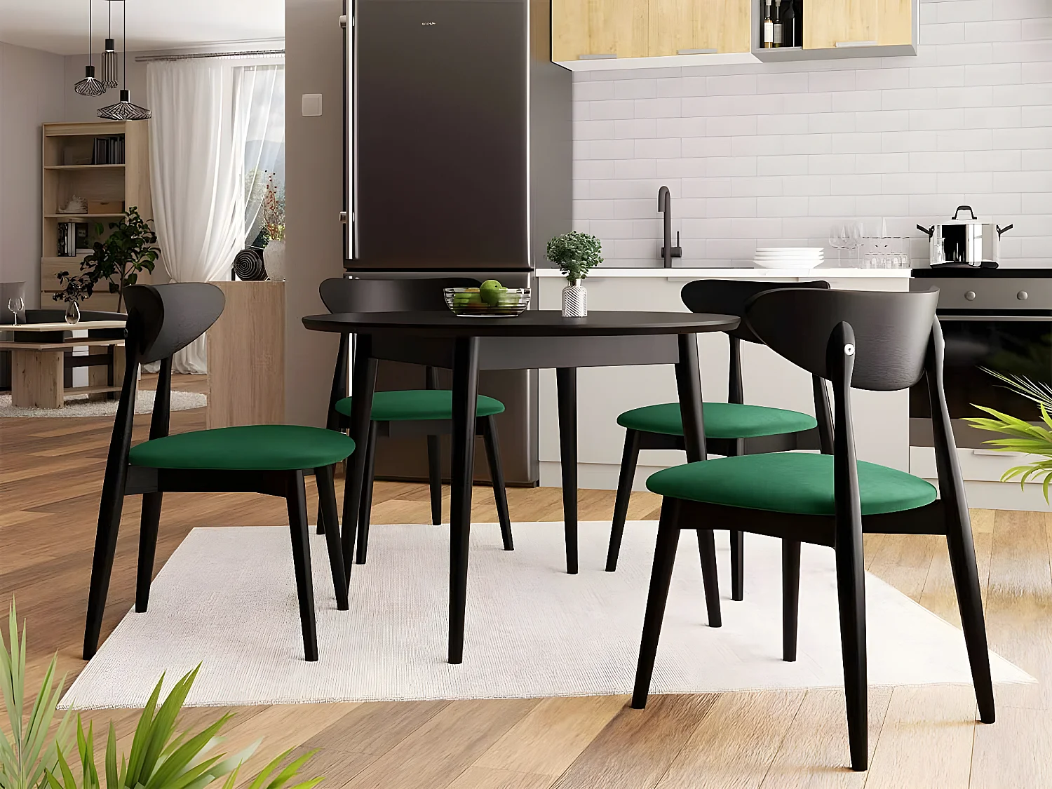 Chaise Racine 110, 79x49x49cm, Tissu, En bois, Stratifié