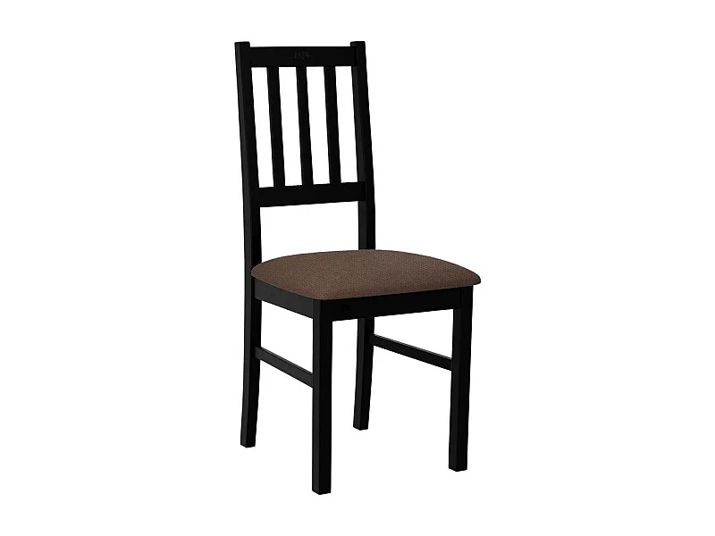 Chaise Victorville 146, Noir|Marron, 94x43x40cm, Tapisserie, En bois, Bois