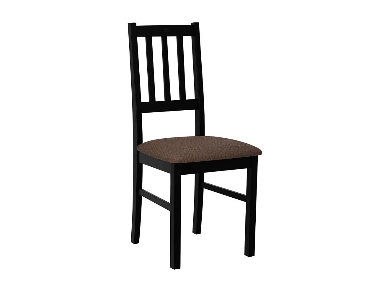 Chaise Victorville 146, Noir|Marron, 94x43x40cm, Tapisserie, En bois, Bois