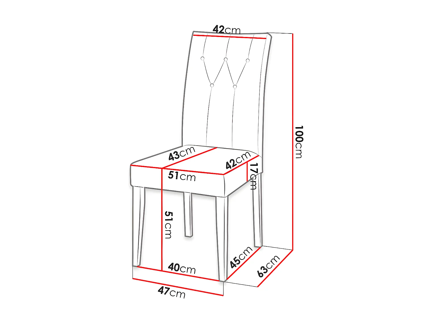 Chaise Racine 108, 100x51x63cm, Tapisserie, En bois, Stratifié