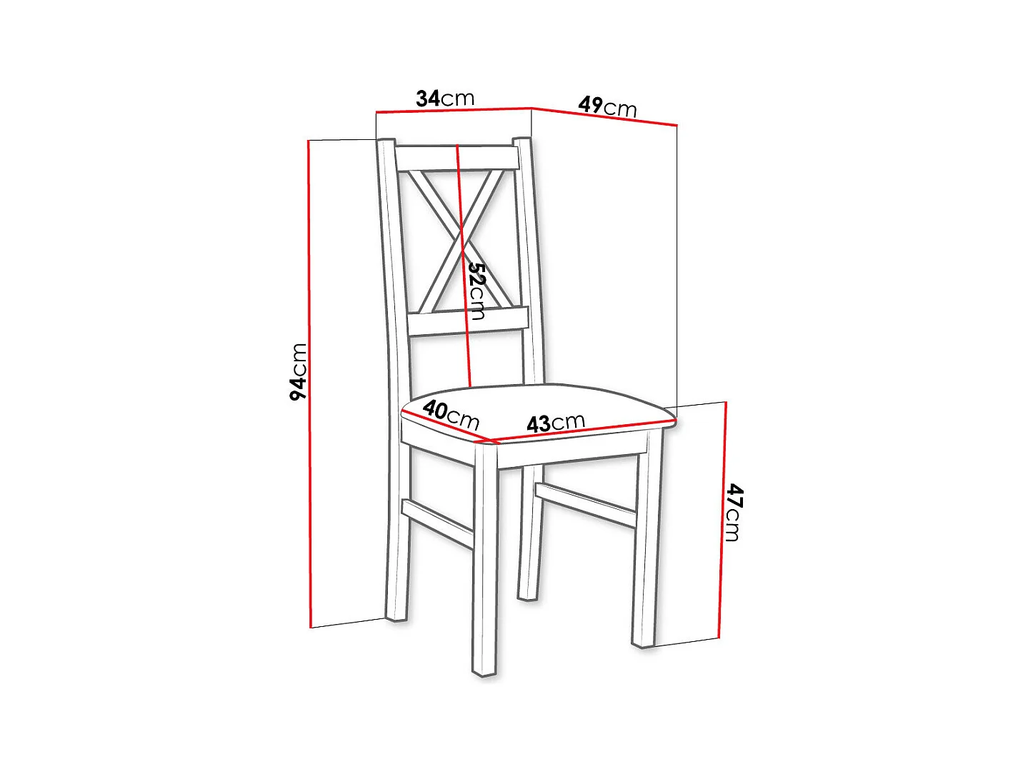 Cadeira Victorville 173, Tecido, De madeira, Madeira, 94x43x49cm