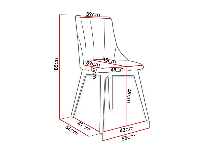 Silla Racine 114, 85x53x56cm, Tapiz, De madera, Aglomerado laminado
