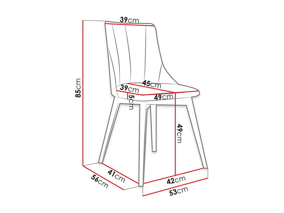 Chaise Racine 114, 85x53x56cm, Tapisserie, En bois, Stratifié