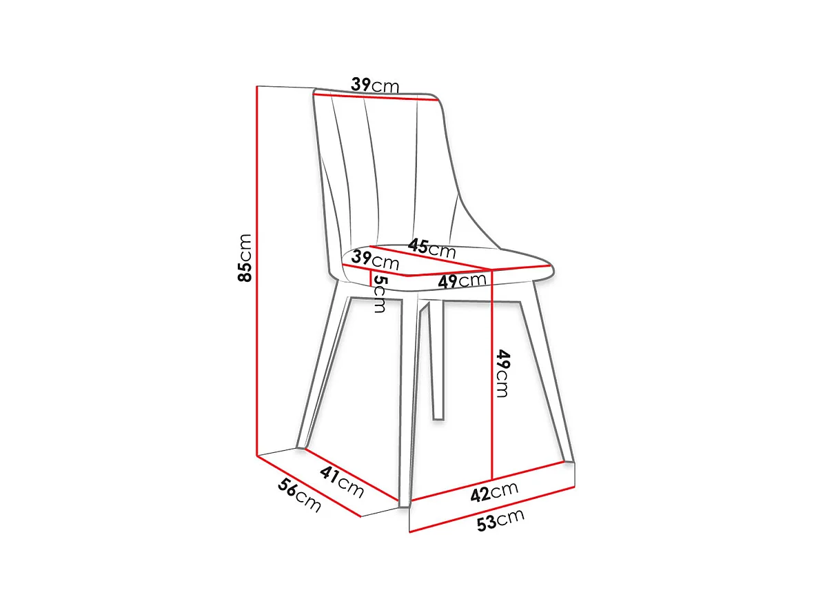 Chaise Racine 114, 85x53x56cm, Tapisserie, En bois, Stratifié