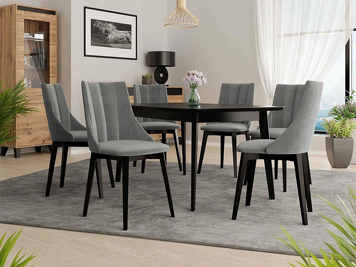 Chaise Racine 114, 85x53x56cm, Tissu, En bois, Stratifié