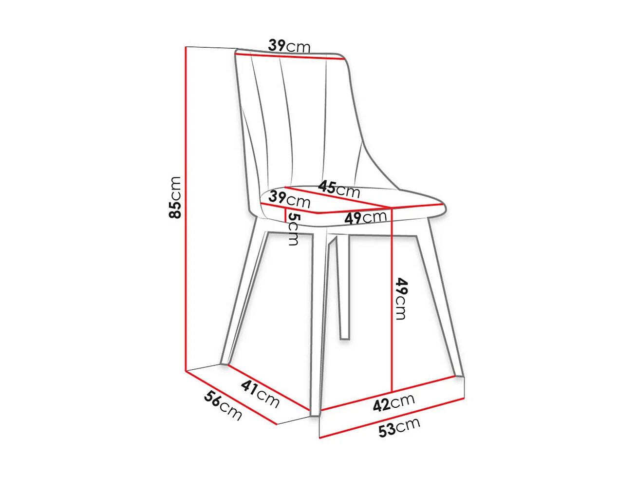 Chaise Racine 114, 85x53x56cm, Tissu, En bois, Stratifié