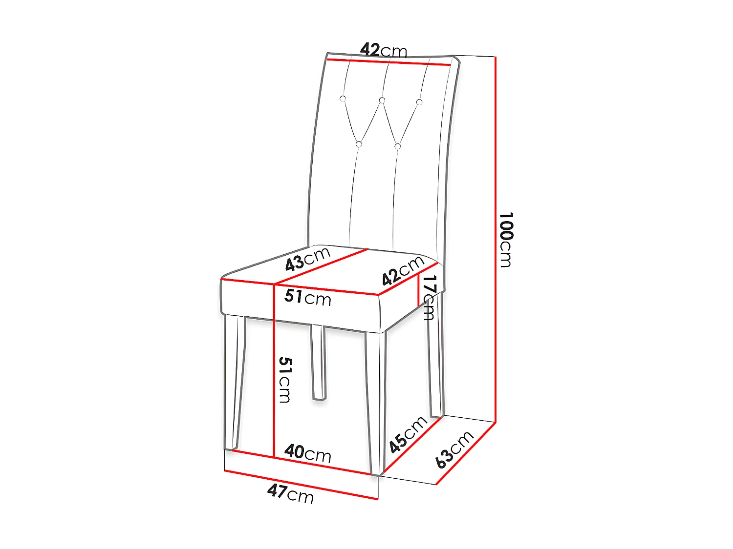 Chaise Racine 108, 100x51x63cm, Tapisserie, En bois, Stratifié
