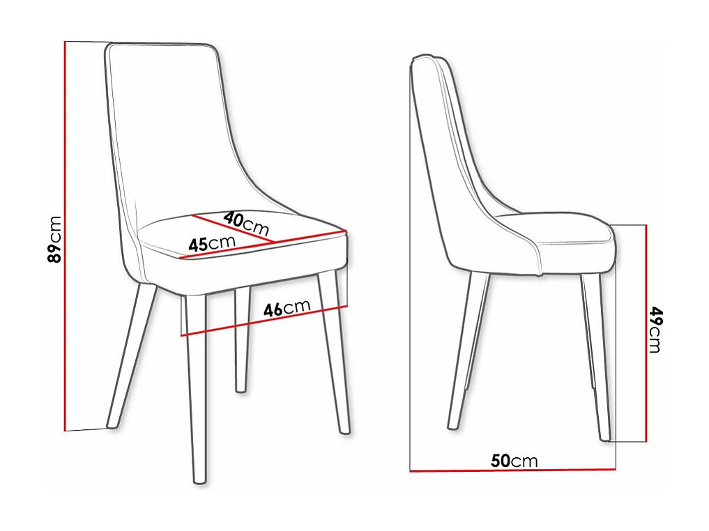 Chaise Jackson 107, 89x46x50cm, Tissu, Métallique, Bois
