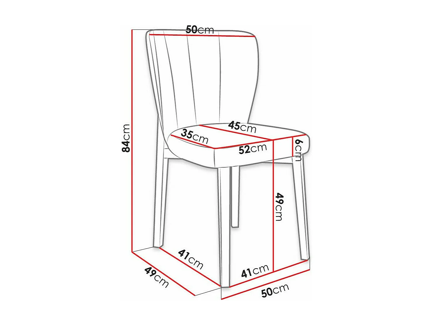 Chaise Racine 130, 84x50x55cm, Tapisserie, En bois, Stratifié