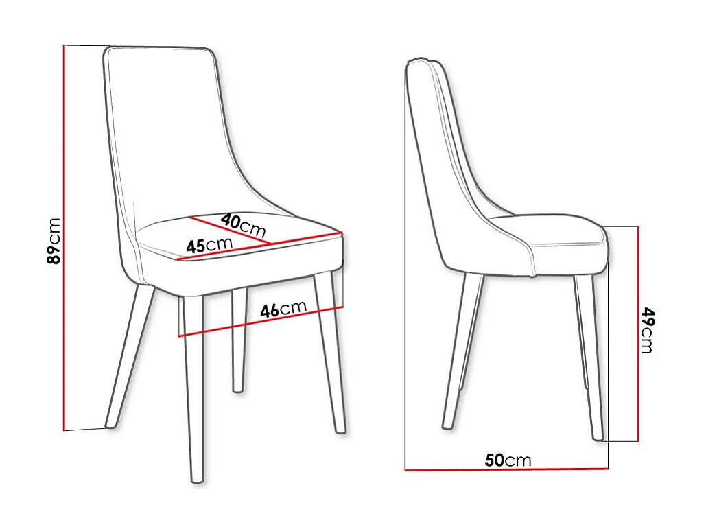 Chaise Jackson 107, 89x46x50cm, Tapisserie, Métallique, Bois