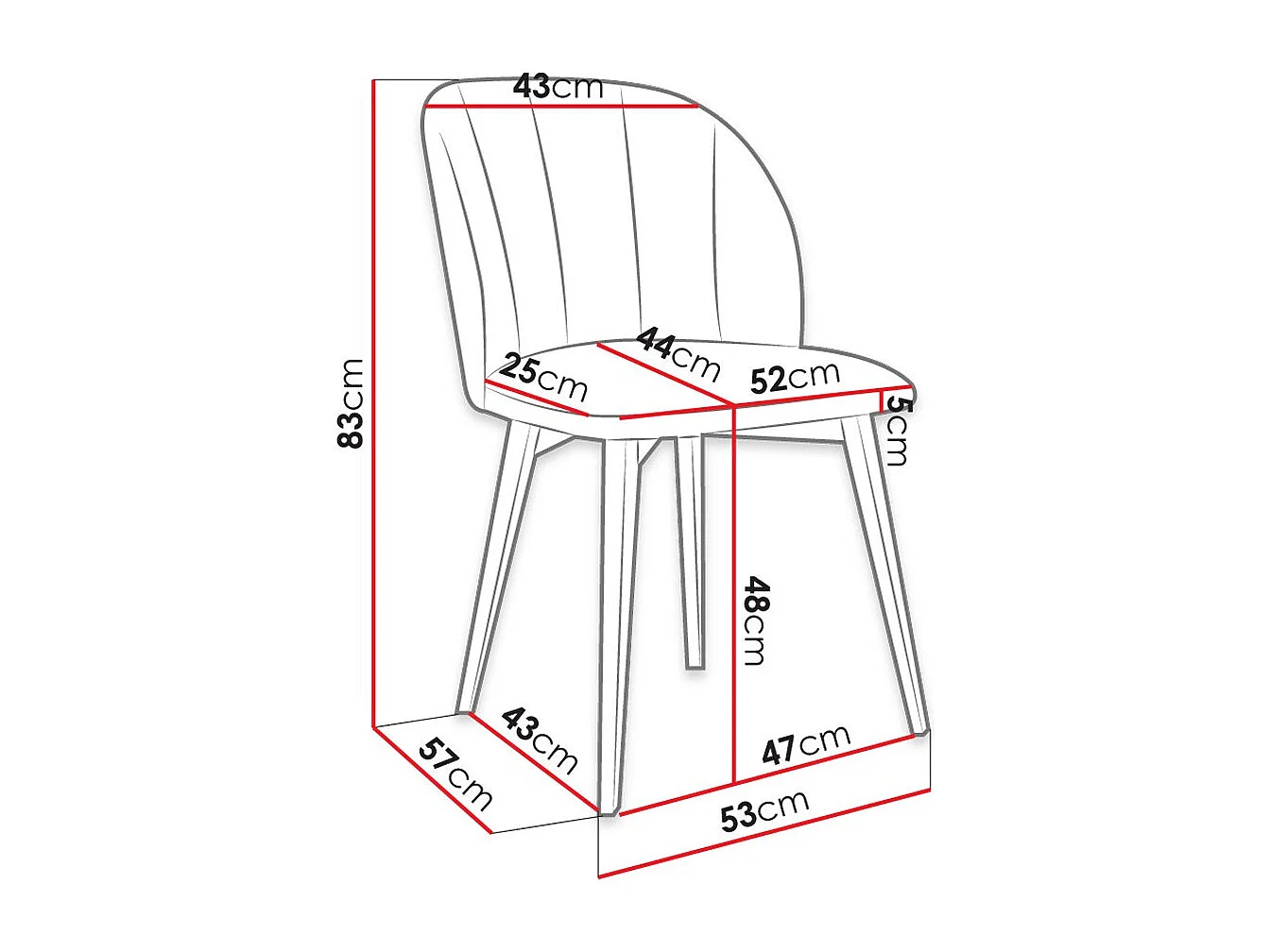 Sedia Racine 104, 83x53x57cm, Arazzo, Di legno, Truciolare laminato