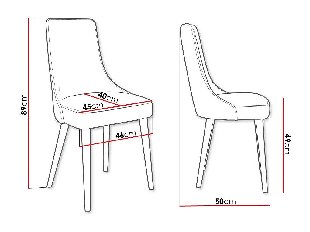 Chaise Jackson 107, 89x46x50cm, Tapisserie, Métallique, Bois